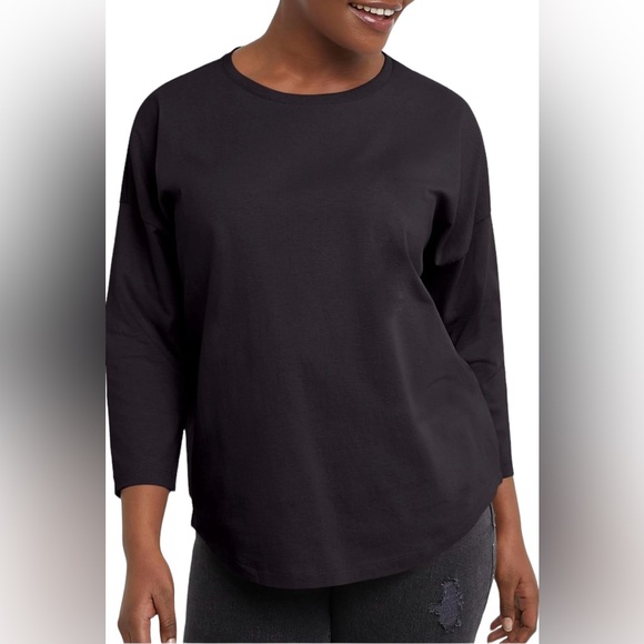 NWT 3/4 Sleeve 100% Cotton Crew Neck Women’s T-Shirt Hanes Size XXL - Picture 2 of 7